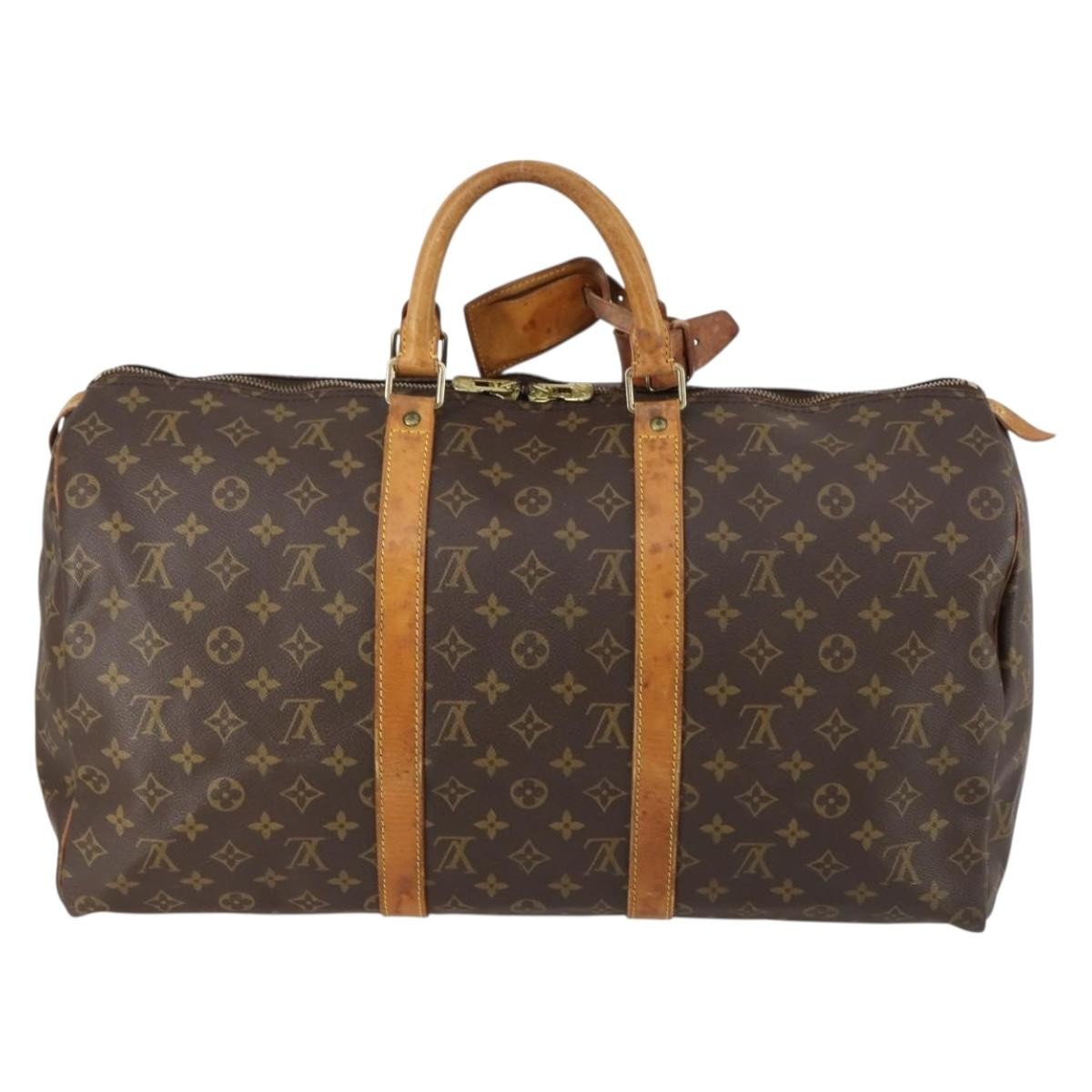 Louis Vuitton Keepall Bag Monogram Canvas Brown Canvas Travel Bag Bag (Pre-Owned)