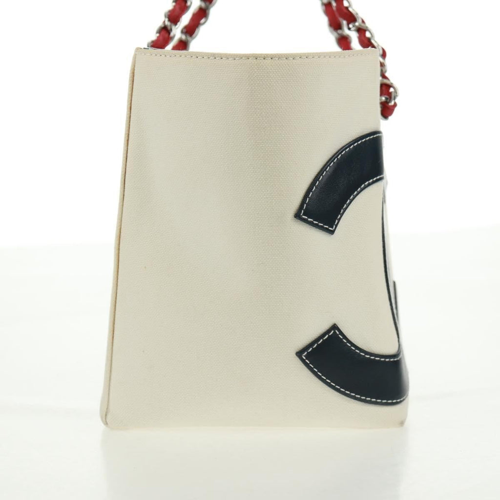 Chanel No.5 Tote Canvas And Leather White Canvas Tote Bag Bag (Pre-Owned)