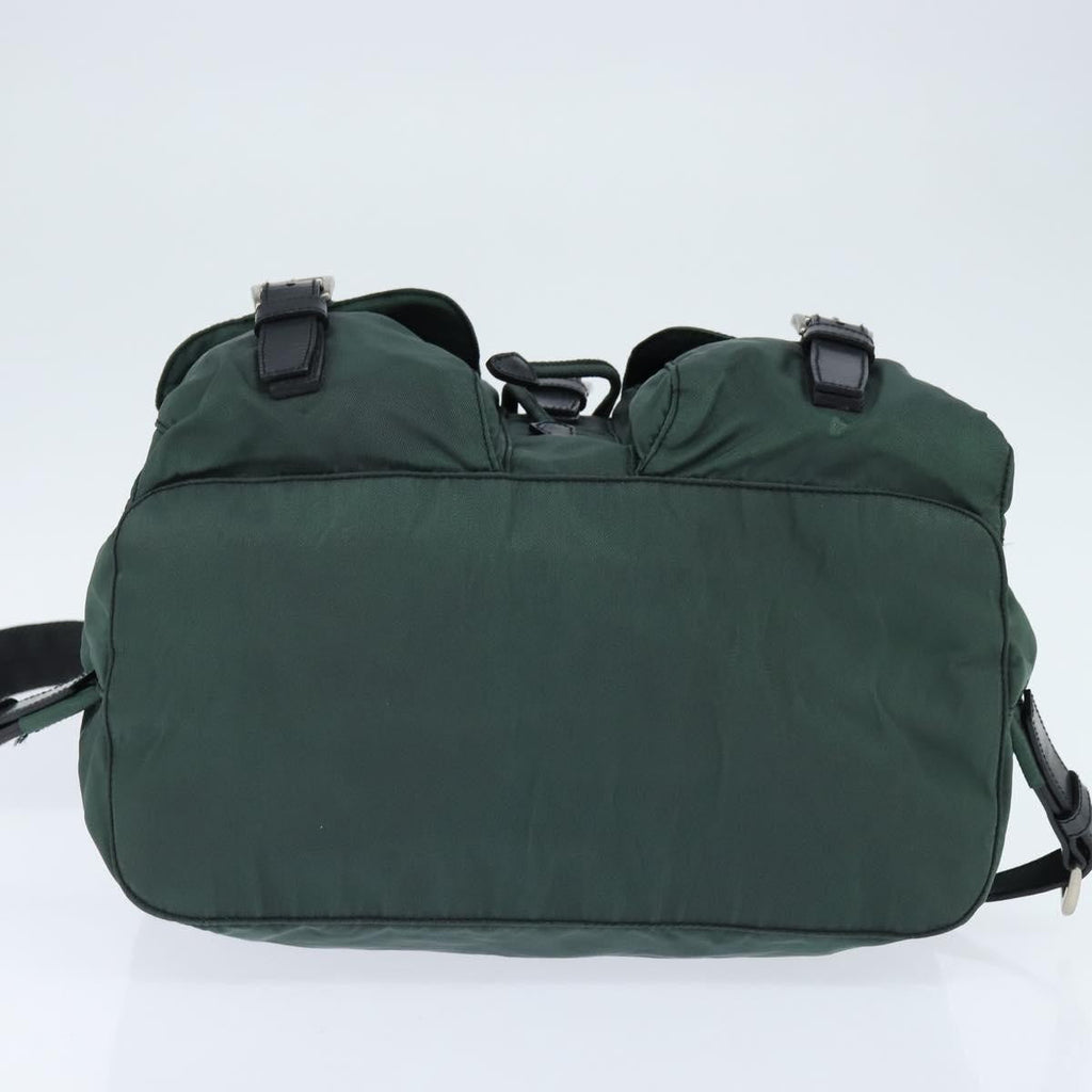 Prada Vela Double Front Pocket Backpack Tessuto With Saffiano Leather Khaki Nylon Backpack Bag (Pre-Owned)