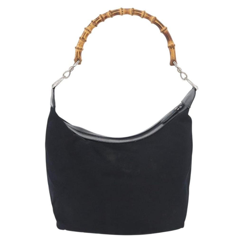 Gucci Vintage Bamboo Hobo Nylon Navy Nylon Shoulder Bag Bag (Pre-Owned)