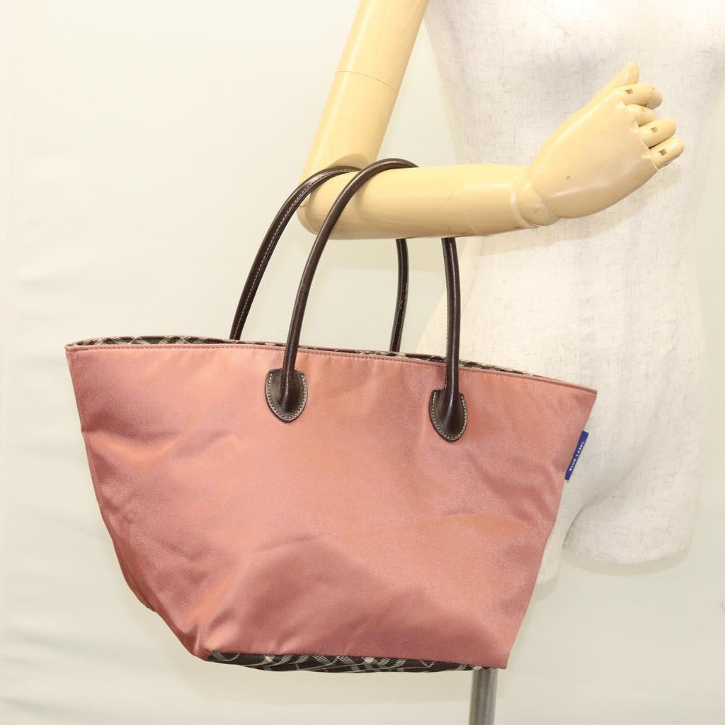 Burberry Nova Check Blue Label Nylon Pink Nylon Handbag (Pre-Owned)