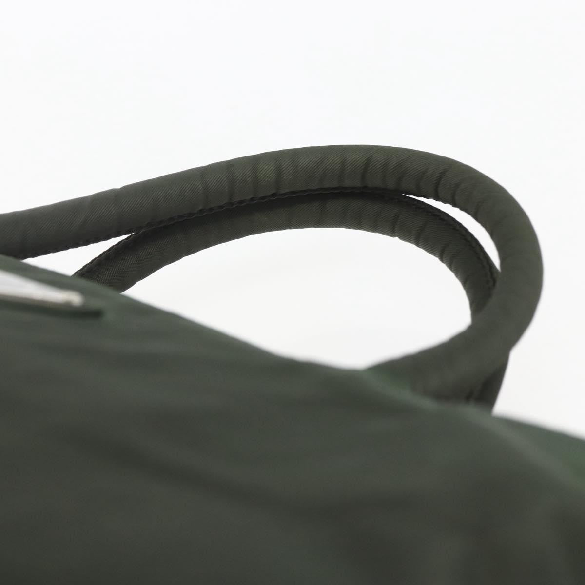 Prada Vintage Zip Handbag Tessuto Khaki Nylon Handbag (Pre-Owned)