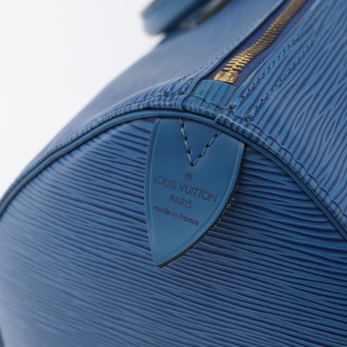 Louis Vuitton Speedy Handbag Epi Leather Blue Leather Handbag (Pre-Owned)