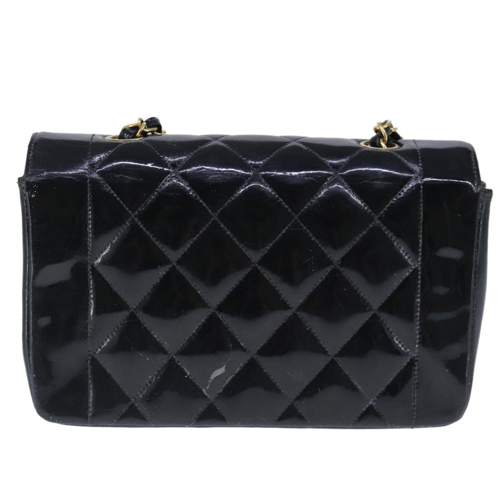 Chanel Vintage So Black Diana Flap Bag Quilted Patent Black Patent_Leather Shoulder Bag Bag (Pre-Owned)