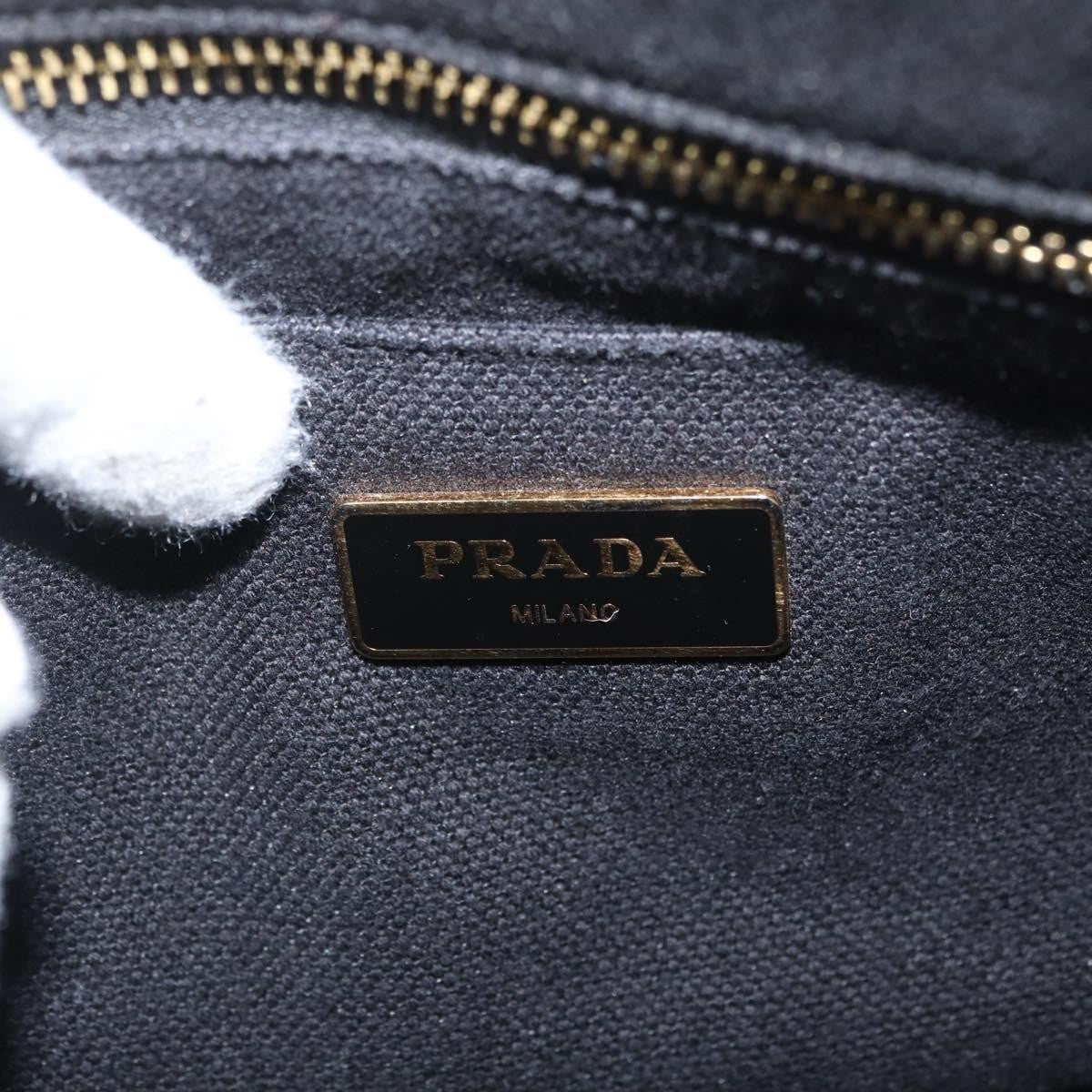 Prada Canapa Tote Canvas Black Canvas Tote Bag Bag (Pre-Owned)