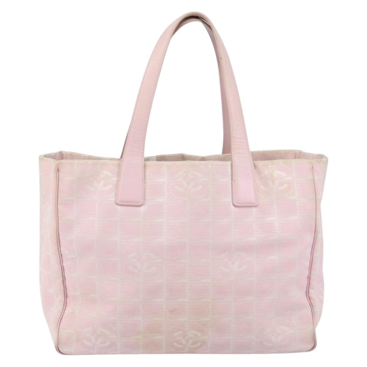 Chanel Travel Line Tote Nylon Pink Nylon Bag (Pre-Owned)