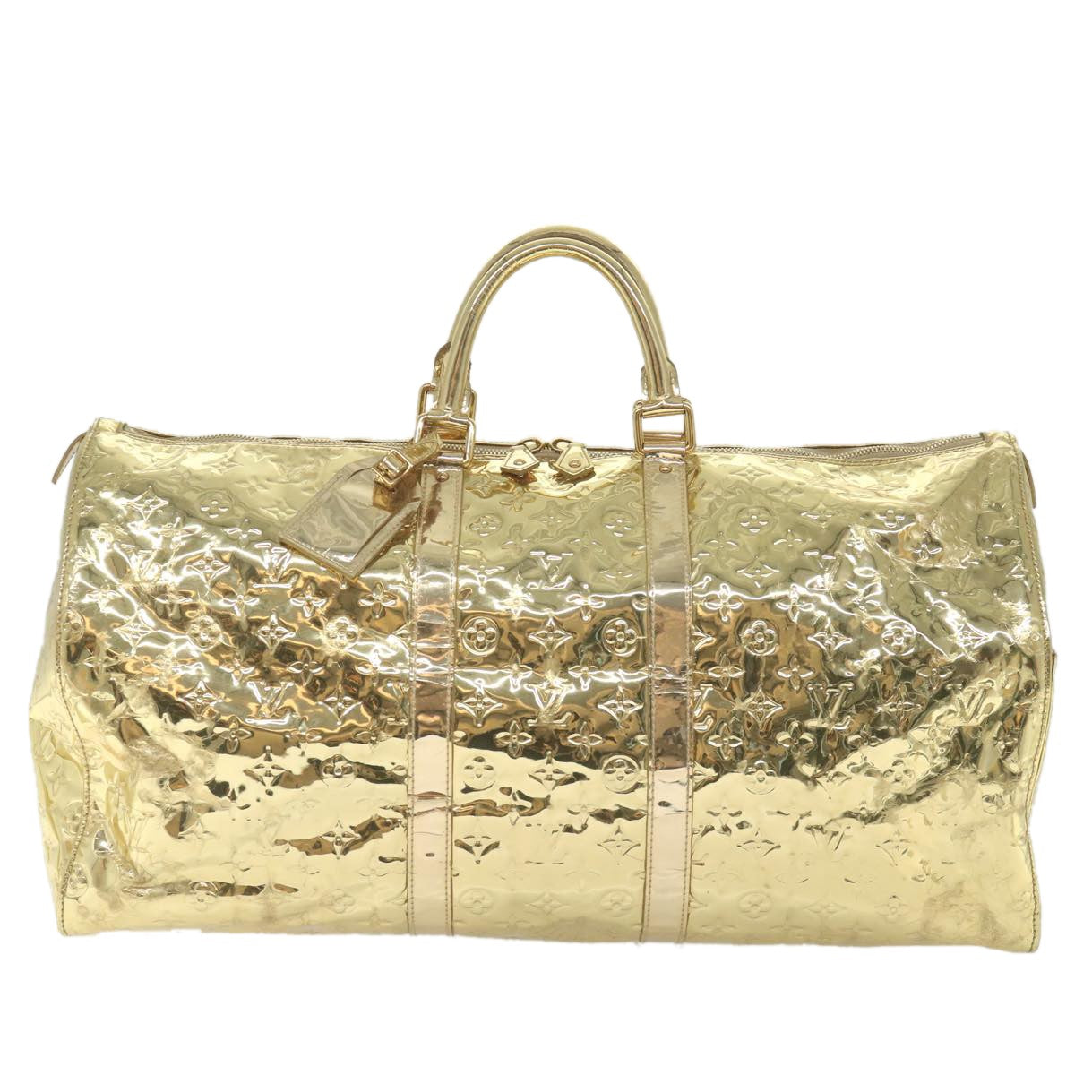 Louis Vuitton Keepall Bag Monogram Miroir Pvc Gold Patent_Leather Travel Bag Bag (Pre-Owned)