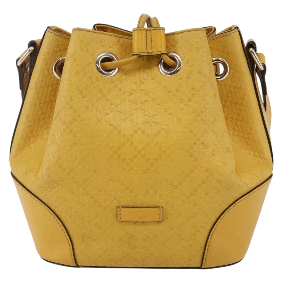Gucci Bright Bucket Bag Diamante Leather Yellow Leather Shoulder Bag Bag (Pre-Owned)