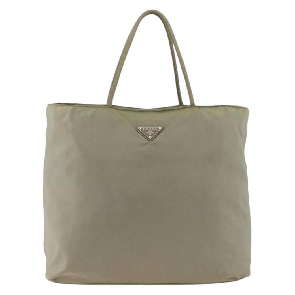 Prada Vintage Tote Tessuto Beige Nylon Tote Bag Bag (Pre-Owned)
