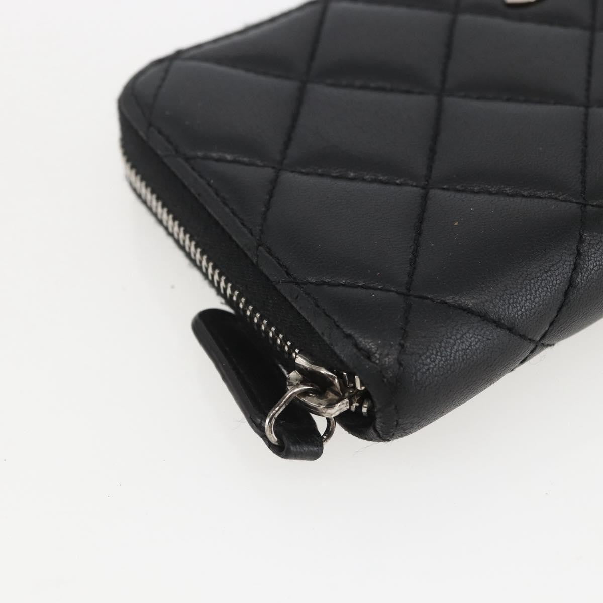 Chanel Zip Around Organizer Wallet Quilted Lambskin Black Leather Wallets Accessory (Pre-Owned)