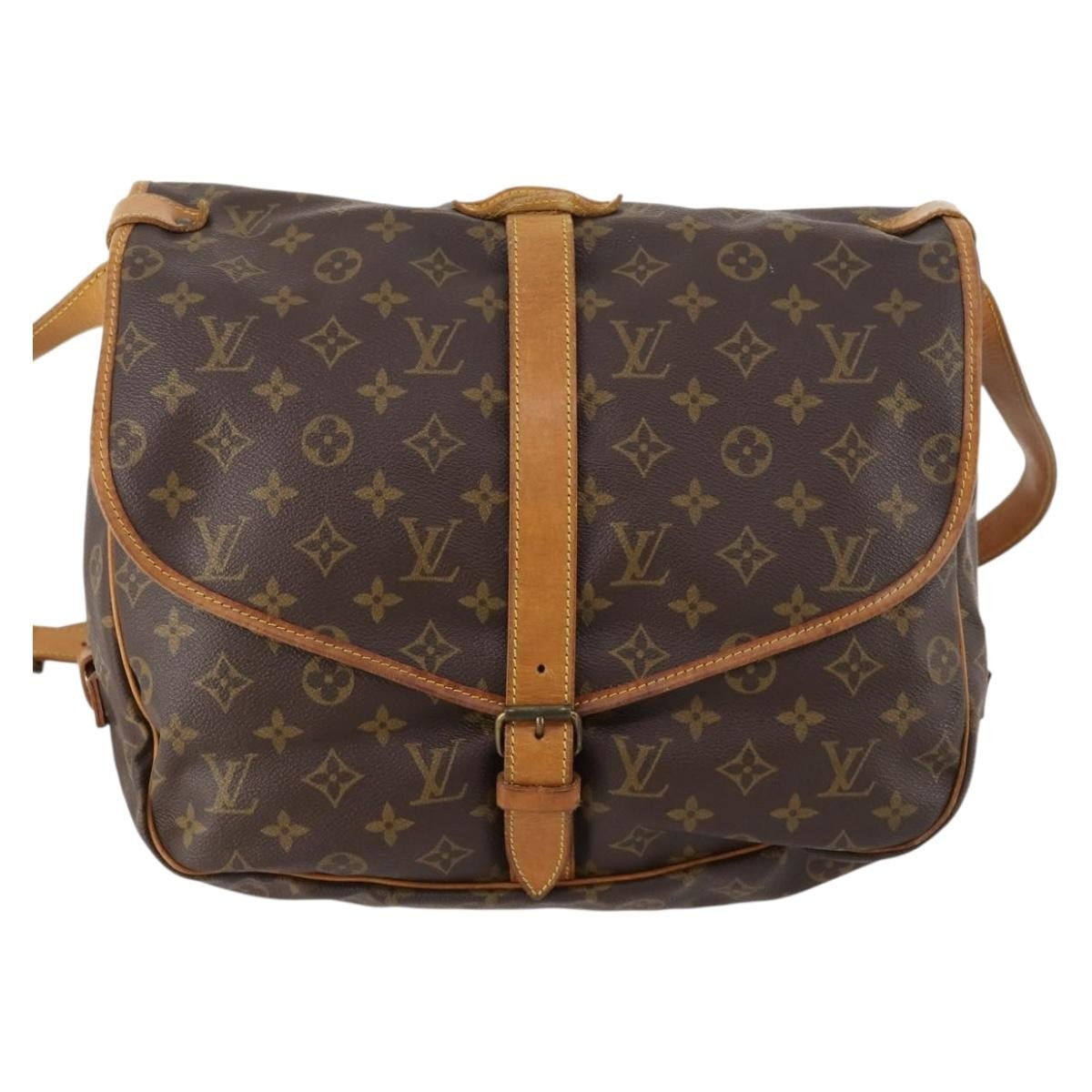 Louis Vuitton Saumur Handbag Monogram Canvas Brown Canvas Shoulder Bag Bag (Pre-Owned)