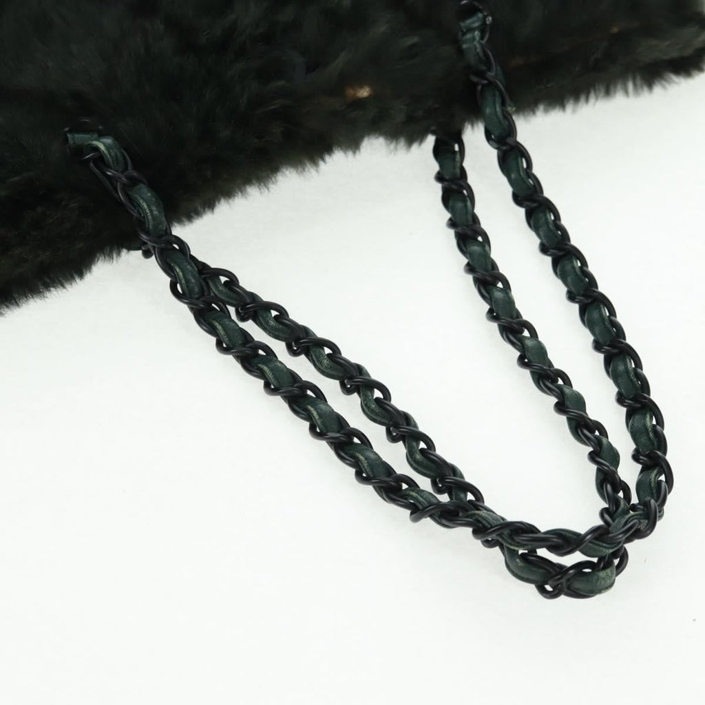 Chanel Chain Tote Lapin Fur Green Fur Tote Bag Bag (Pre-Owned)
