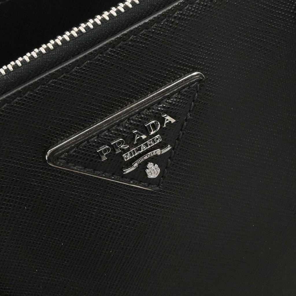 Prada Grommet Galleria Double Zip Tote City Calfskin Black Leather Shoulder Bag Bag (Pre-Owned)