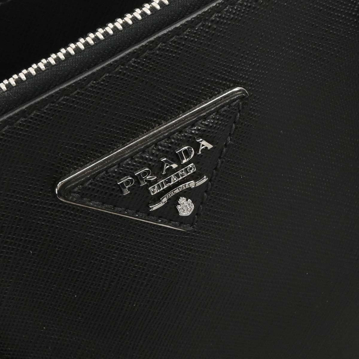 Prada Grommet Galleria Double Zip Tote City Calfskin Black Leather Shoulder Bag Bag (Pre-Owned)