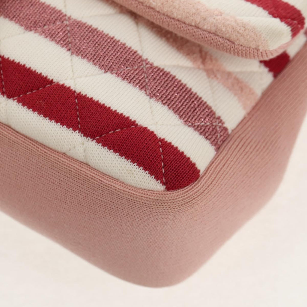 Chanel Vintage Flap Shoulder Bag Canvas Pink Leather Handbag (Pre-Owned)