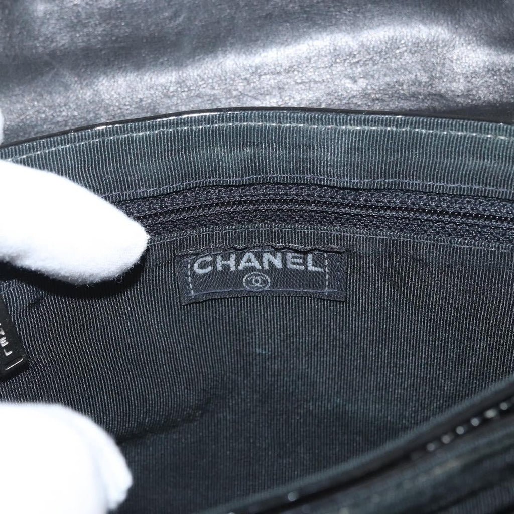 Chanel Keyboard Flap Bag Quilted Patent Black Patent_Leather Shoulder Bag Bag (Pre-Owned)