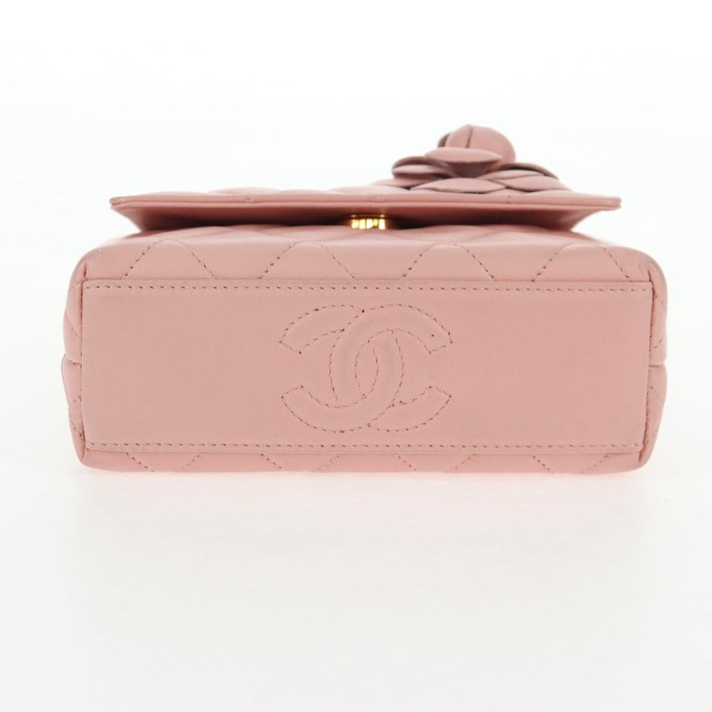 Chanel Vintage Camellia Flap Bag Quilted Lambskin Pink Leather Bag (Pre-Owned)