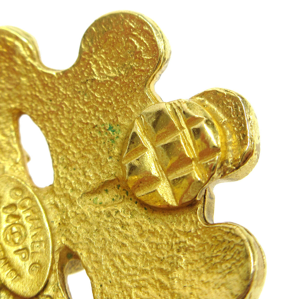 Chanel Vintage Flower Clip-On Earrings Metal Gold Gold_Plated Earrings Jewelry (Pre-Owned)