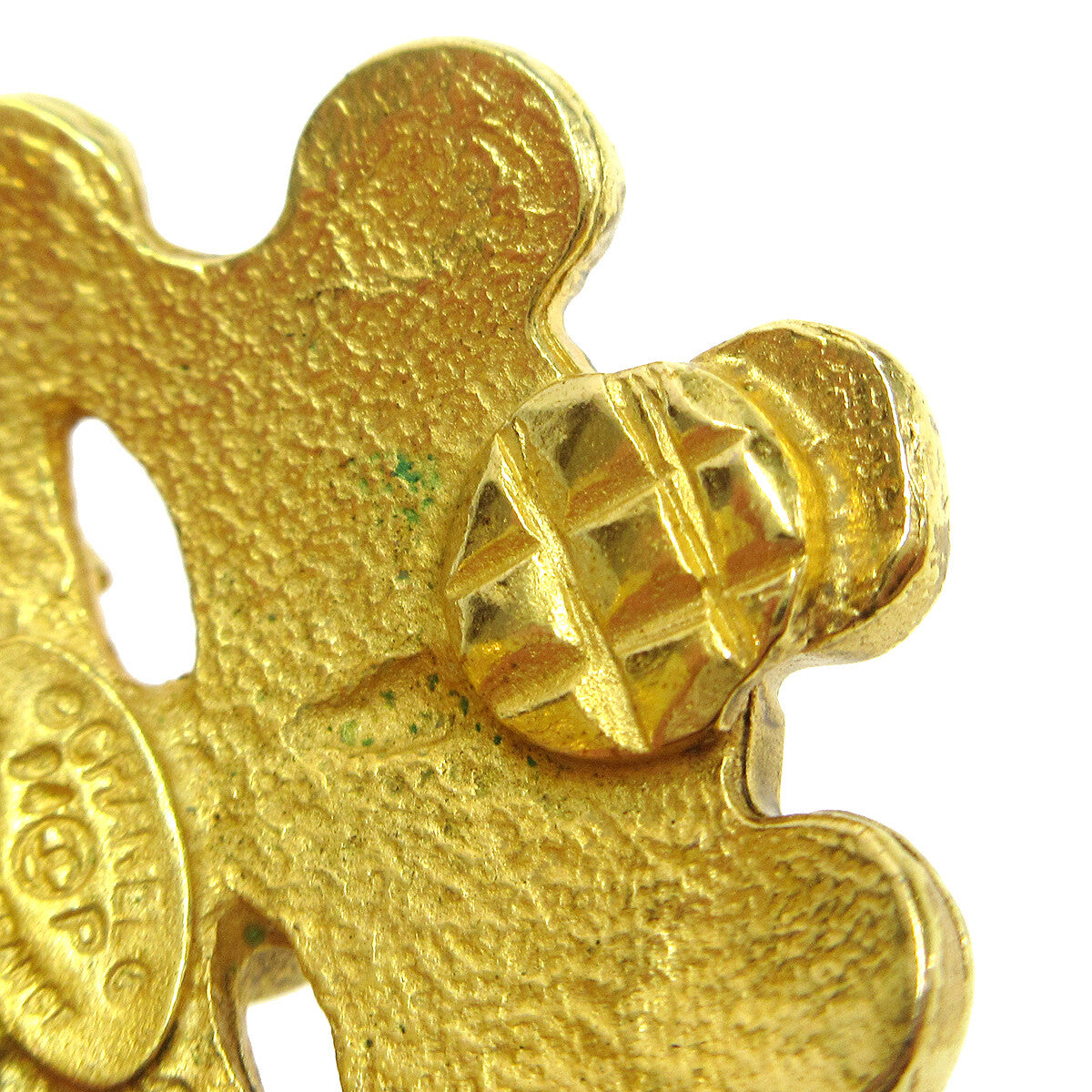 Chanel Vintage Flower Clip-On Earrings Metal Gold Gold_Plated Earrings Jewelry (Pre-Owned)