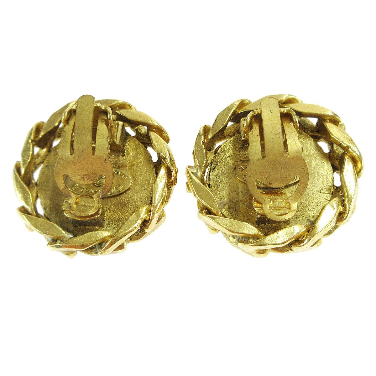 Chanel Cc Button Clip-On Earrings Metal With Faux Pearl Gold Gold_Plated Earrings Jewelry (Pre-Owned)