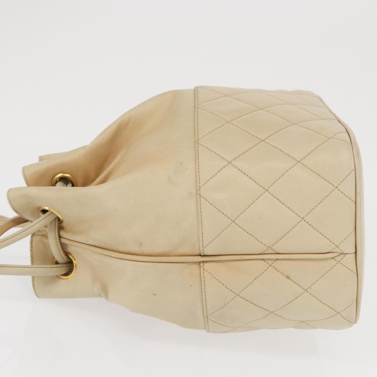 Chanel Gabrielle Drawstring Bag Quilted Calfskin Beige Leather Shoulder Bag Bag (Pre-Owned)