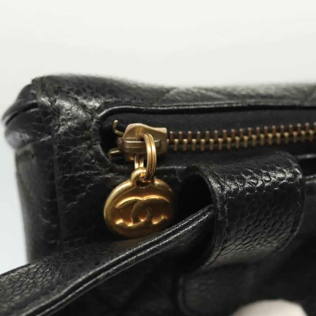 Chanel Vintage Zip Belt Bag Quilted Caviar Black Leather Clutche & Pouche Bag (Pre-Owned)