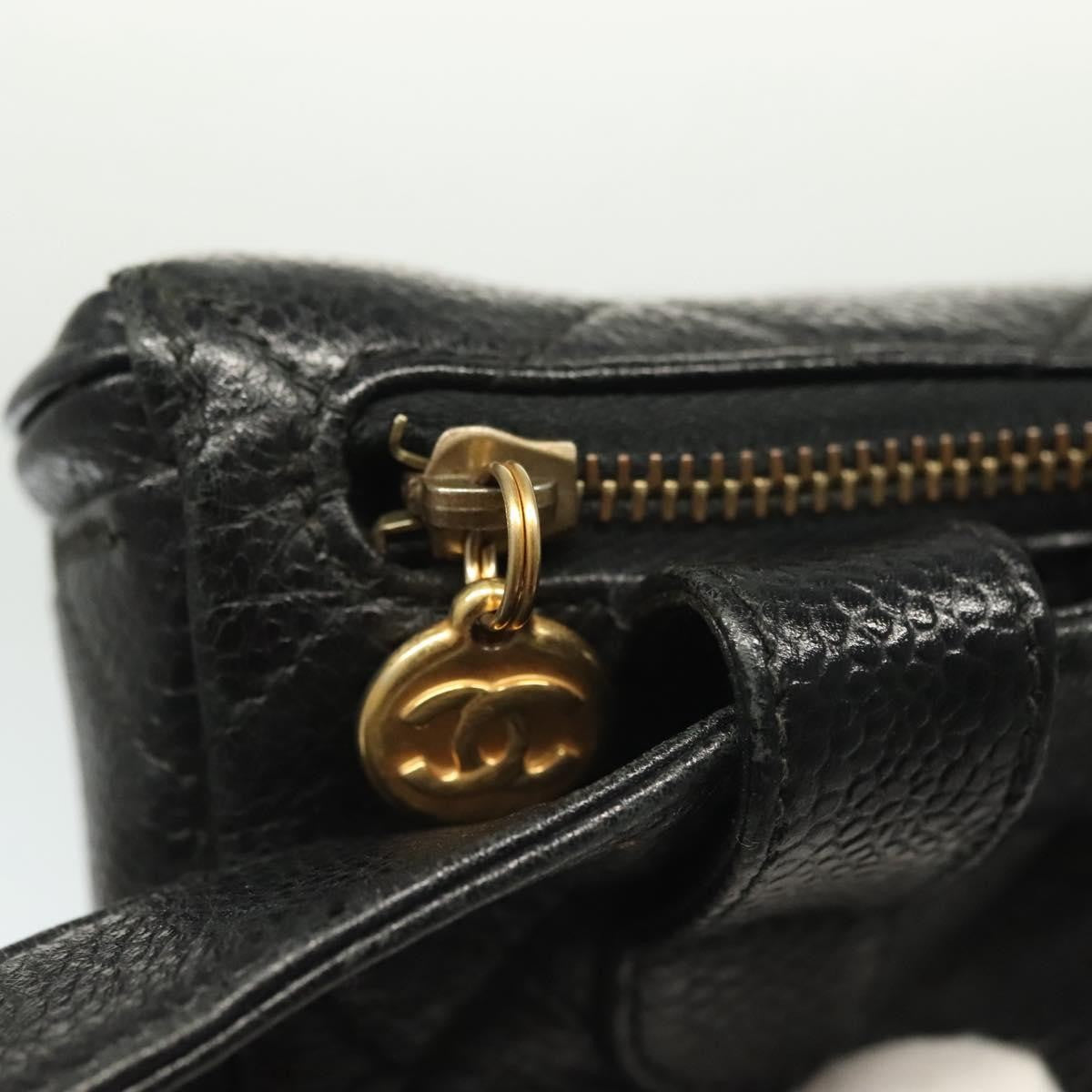 Chanel Vintage Zip Belt Bag Quilted Caviar Black Leather Clutche & Pouche Bag (Pre-Owned)
