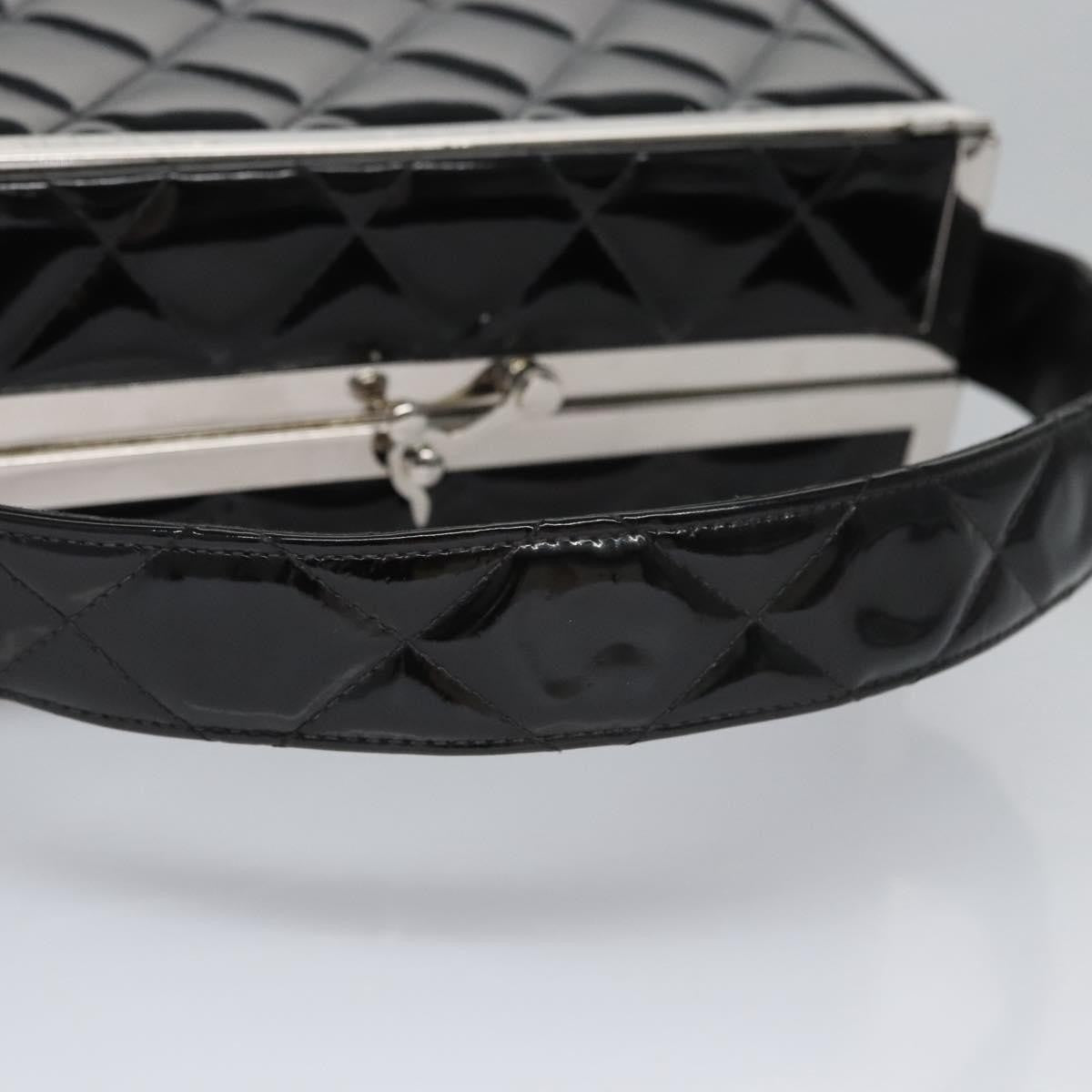 Chanel Vintage Metal Box Bag Quilted Patent Black Patent_Leather Handbag (Pre-Owned)