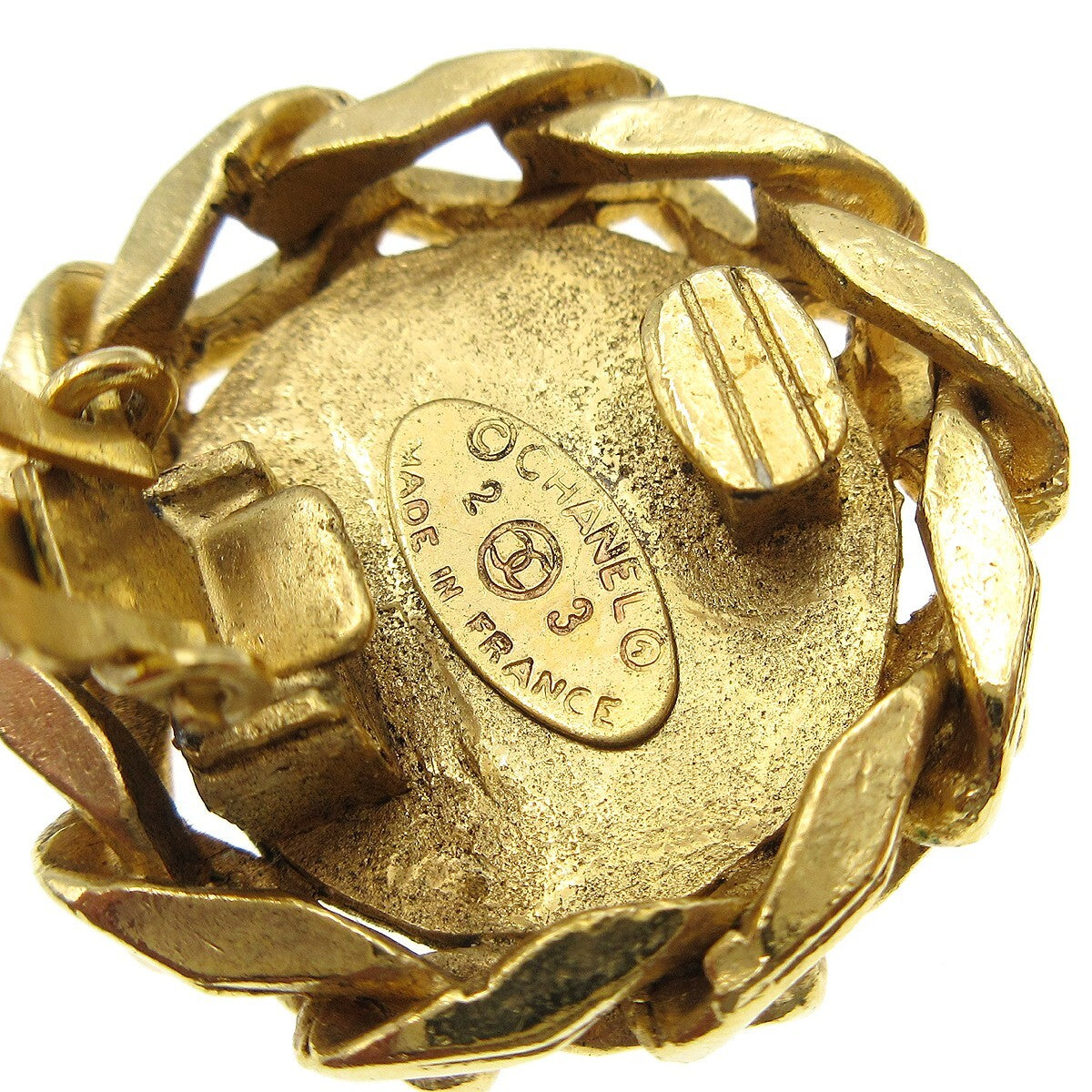 Chanel Cc Button Clip-On Earrings Metal With Faux Pearl Gold Gold_Plated Earrings Jewelry (Pre-Owned)