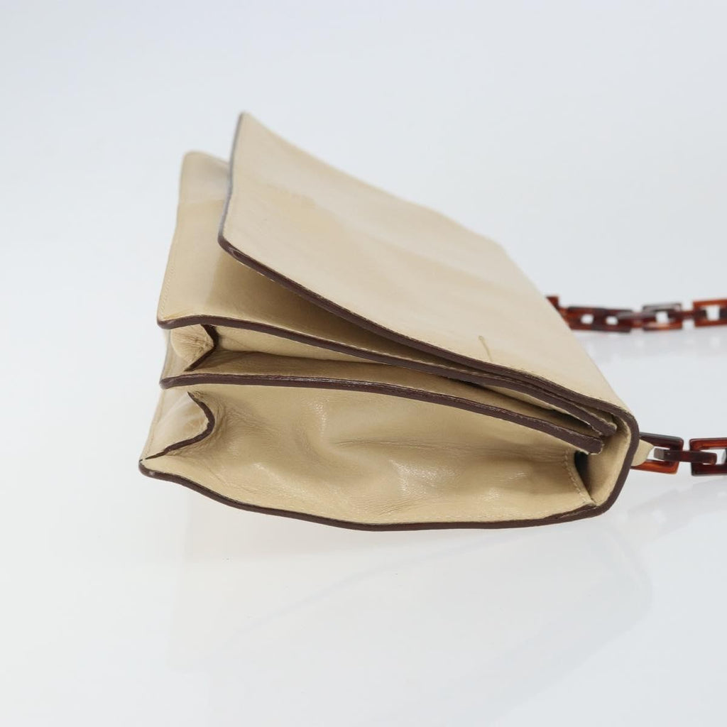 Prada Flap Shoulder Bag Leather Beige Leather Shoulder Bag Bag (Pre-Owned)