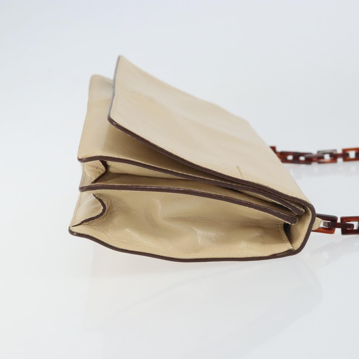 Prada Flap Shoulder Bag Leather Beige Leather Shoulder Bag Bag (Pre-Owned)
