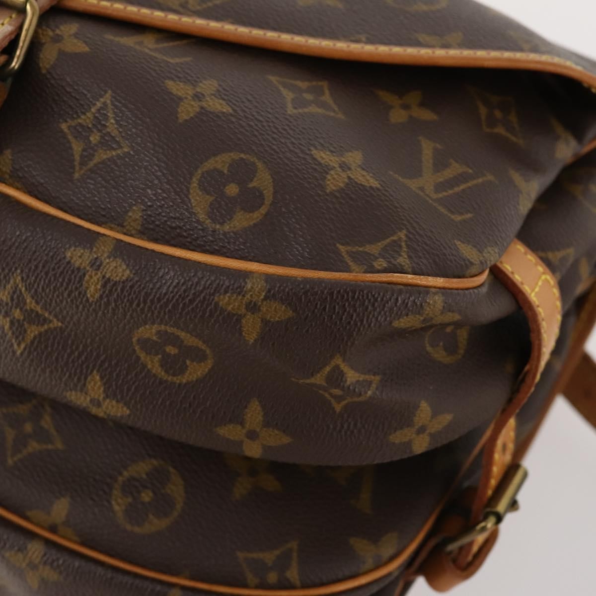 Louis Vuitton Saumur Handbag Monogram Canvas Brown Canvas Shoulder Bag Bag (Pre-Owned)