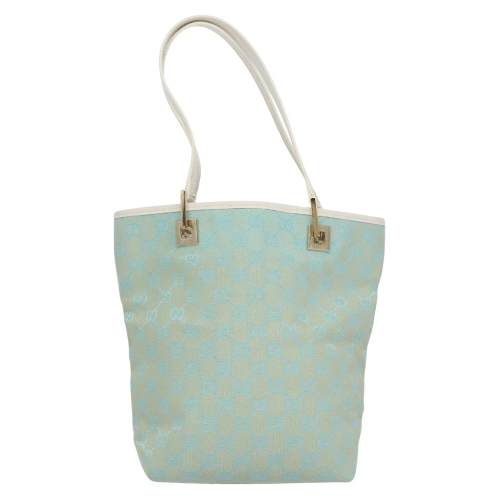 Gucci Vintage Bucket Shopping Tote Gg Canvas Blue Canvas Tote Bag Bag (Pre-Owned)