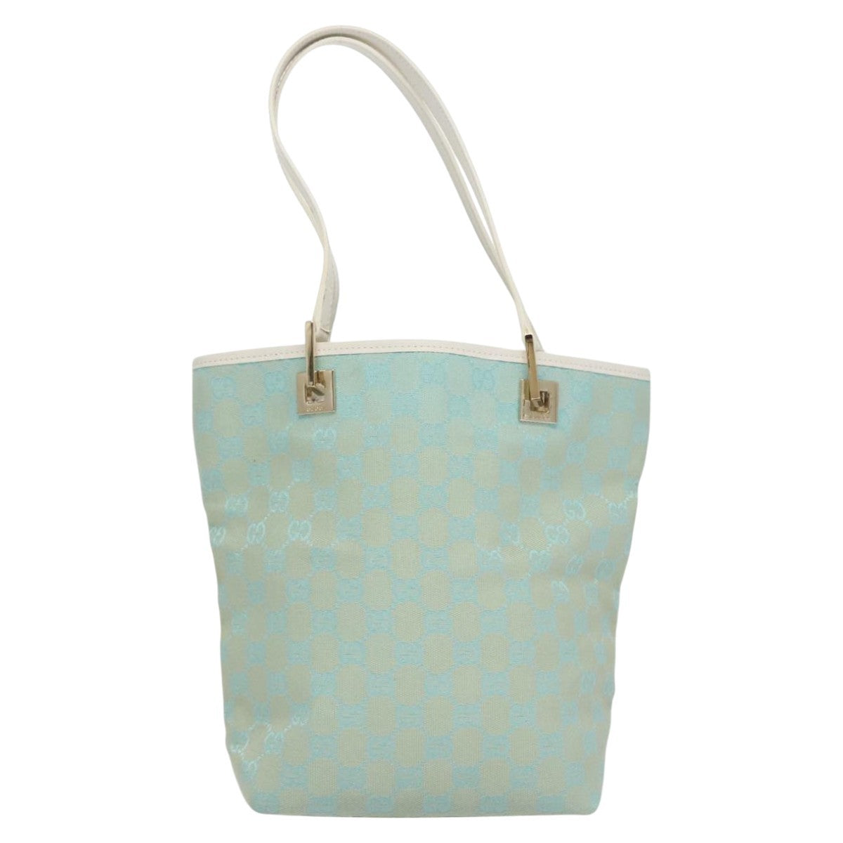 Gucci Vintage Bucket Shopping Tote Gg Canvas Blue Canvas Tote Bag Bag (Pre-Owned)
