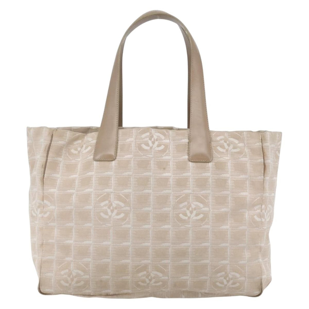 Chanel Travel Line Tote Nylon Beige Nylon Bag (Pre-Owned)