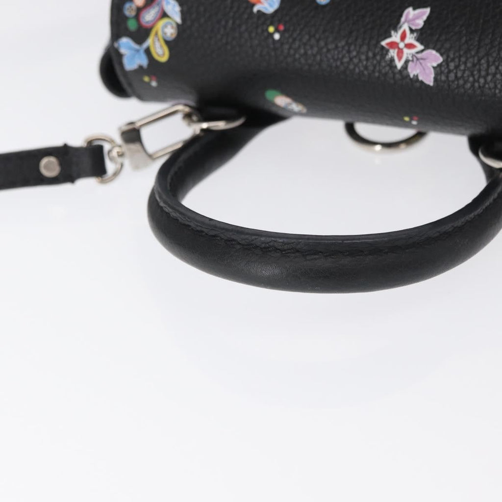 Louis Vuitton Lockme Backpack Floral Printed Leather Black Leather Backpack Bag (Pre-Owned)