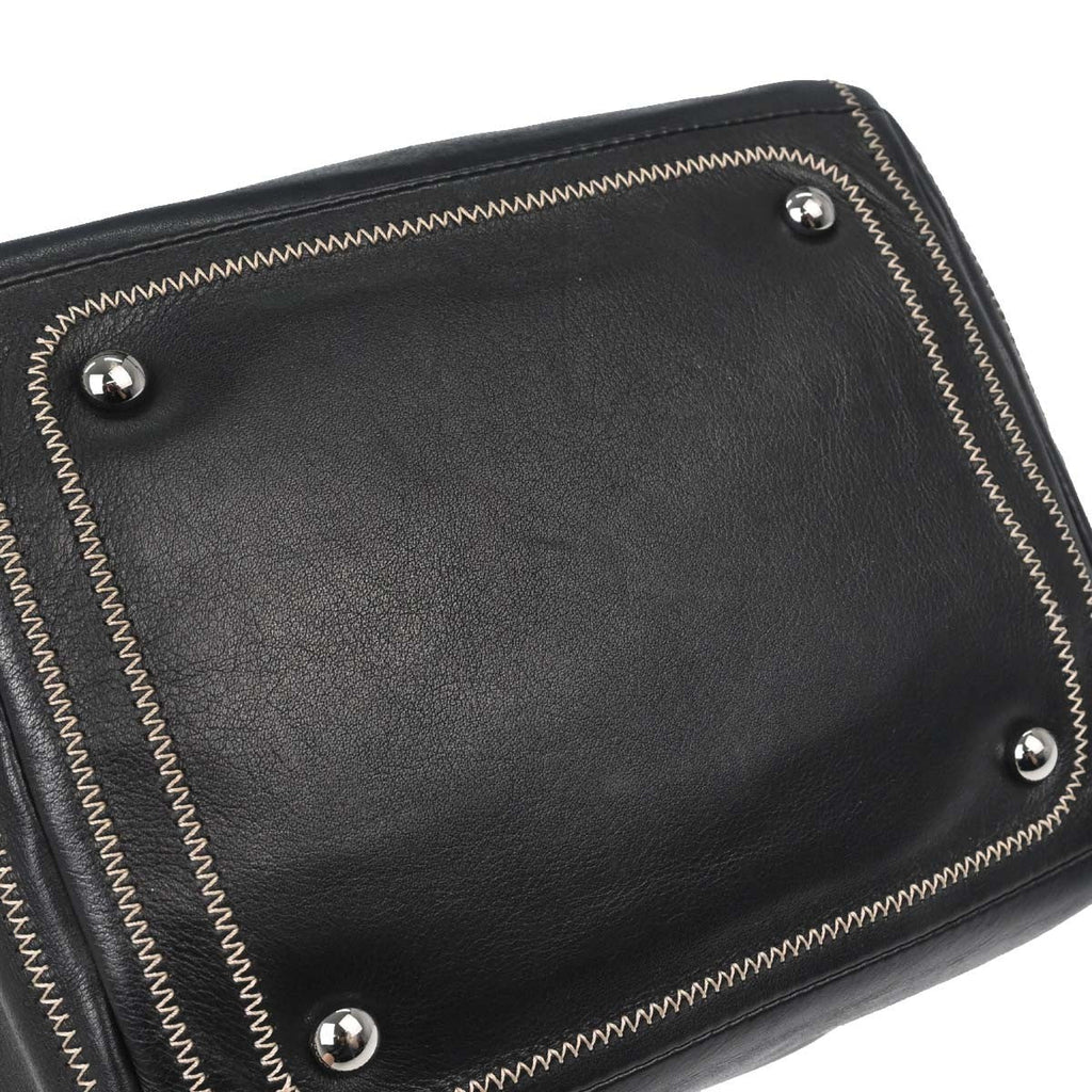 Chanel Cc Bowler Leather Black Leather Handbag (Pre-Owned)