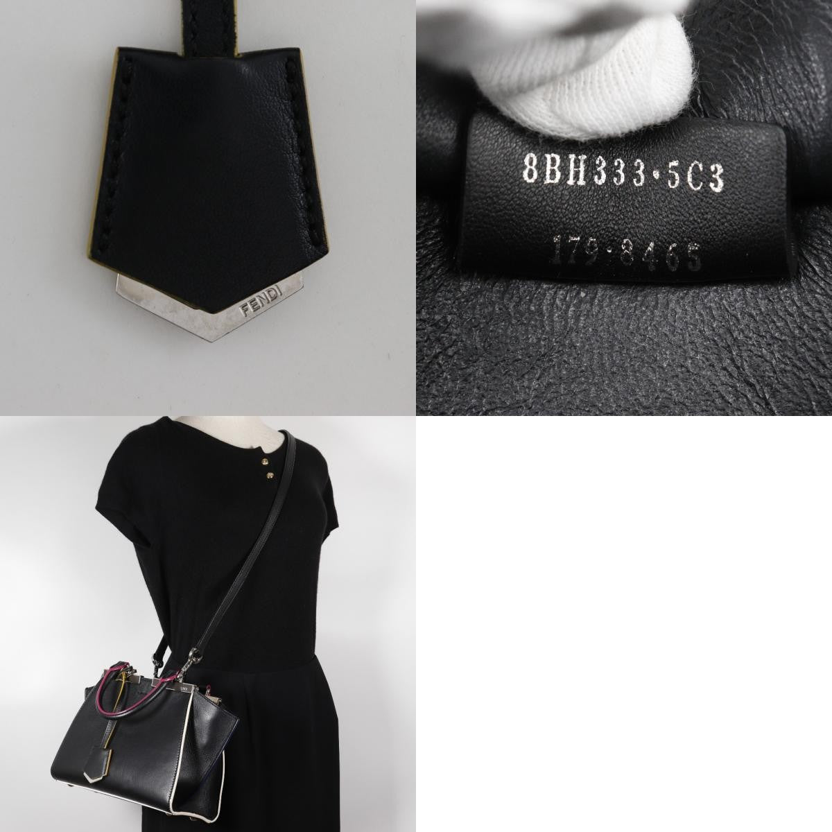 Fendi Petite 3Jours Bag Leather Black Leather Handbag (Pre-Owned)