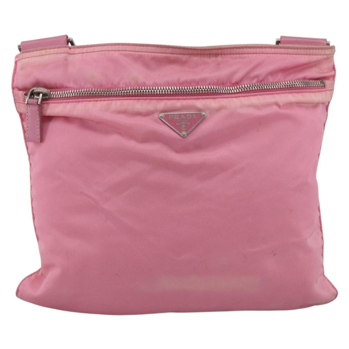 Prada Front Pocket Messenger Bag Tessuto Pink Nylon Shoulder Bag Bag (Pre-Owned)