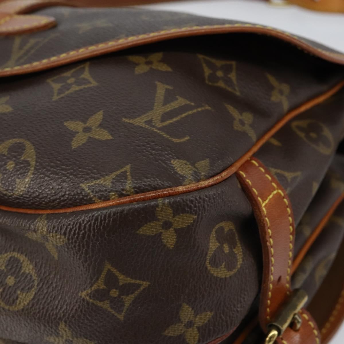 Louis Vuitton Saumur Handbag Monogram Canvas Brown Canvas Shoulder Bag Bag (Pre-Owned)