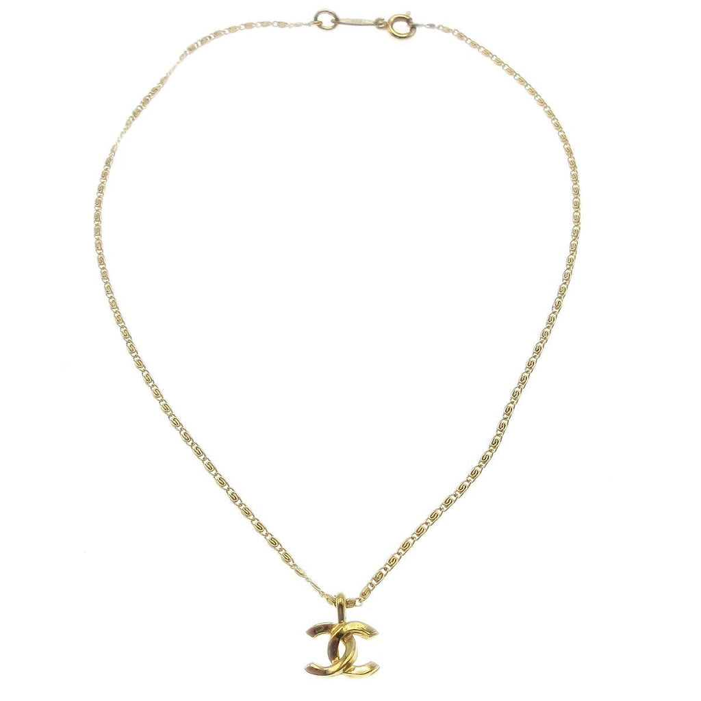 Chanel Cc Pendant Necklace Metal Gold Gold_Plated Necklace Jewelry (Pre-Owned)