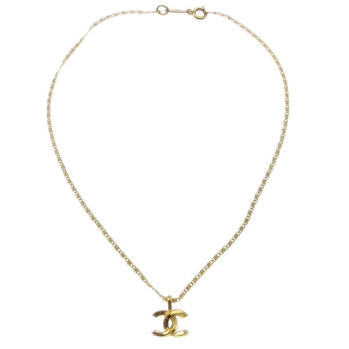 Chanel Cc Pendant Necklace Metal Gold Gold_Plated Necklace Jewelry (Pre-Owned)
