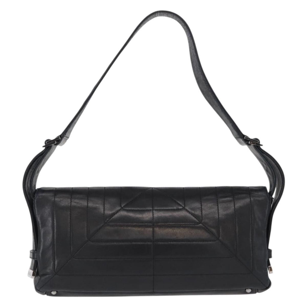 Chanel Vintage Shoulder Bag Leather Black Leather Shoulder Bag Bag (Pre-Owned)