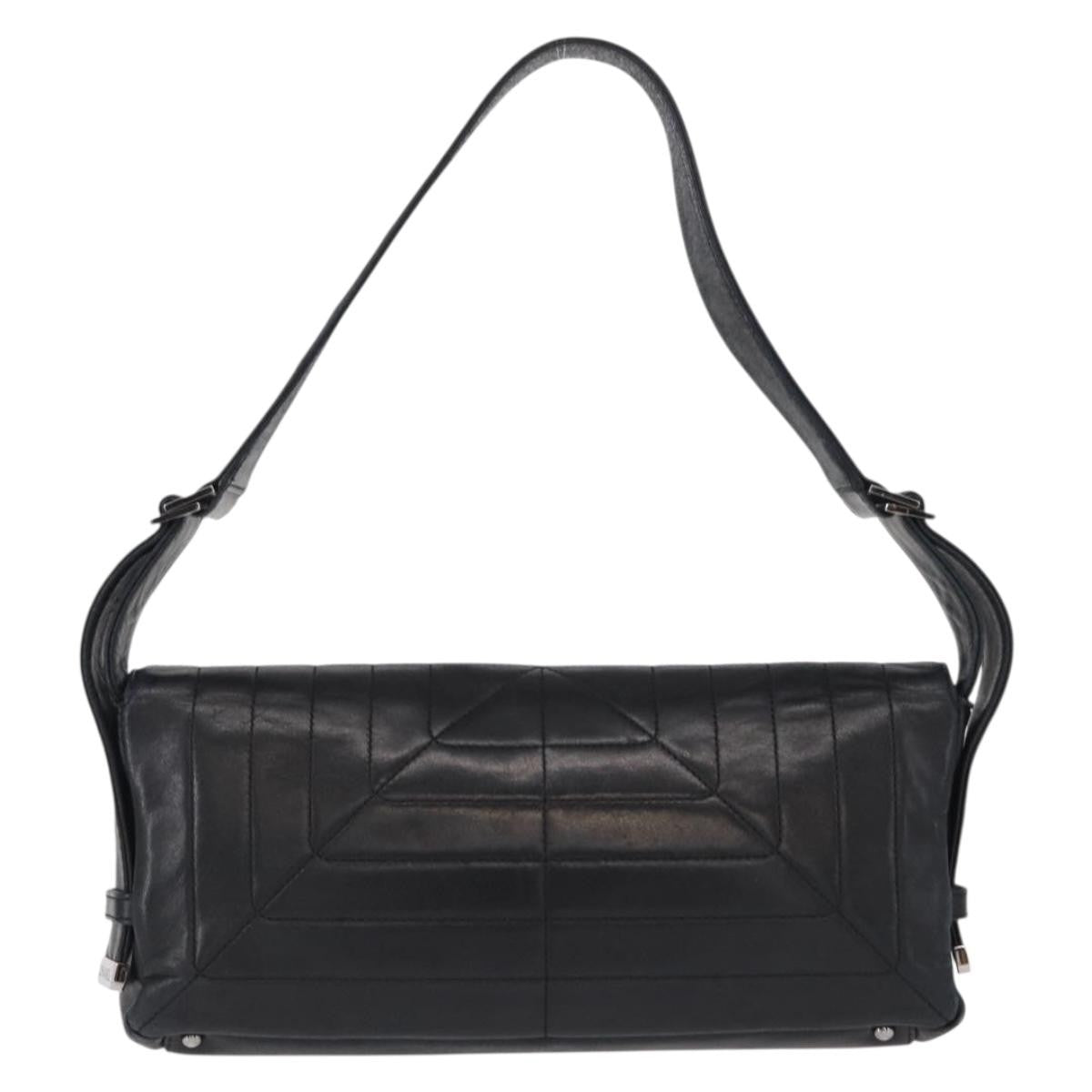 Chanel Vintage Shoulder Bag Leather Black Leather Shoulder Bag Bag (Pre-Owned)