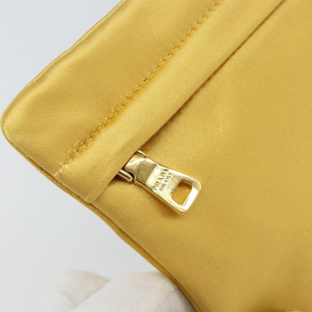 Prada Clutch Satin Gold Satin Clutche & Pouche Bag (Pre-Owned)