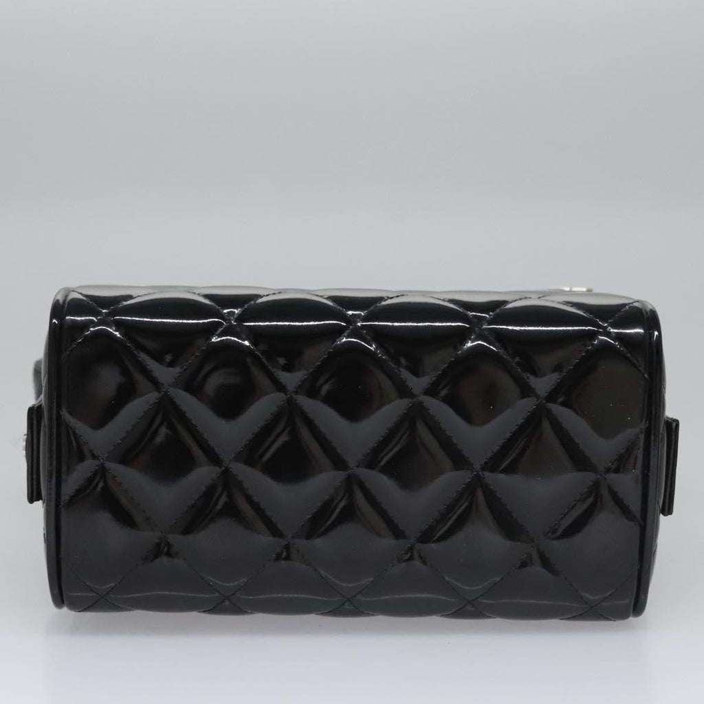 Chanel Vintage Metal Box Bag Quilted Patent Black Patent_Leather Handbag (Pre-Owned)