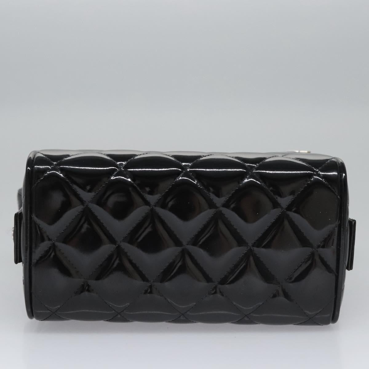 Chanel Vintage Metal Box Bag Quilted Patent Black Patent_Leather Handbag (Pre-Owned)