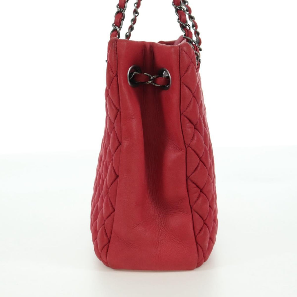 Chanel New Bubble Tote Quilted Calfskin Red Leather Tote Bag Bag (Pre-Owned)