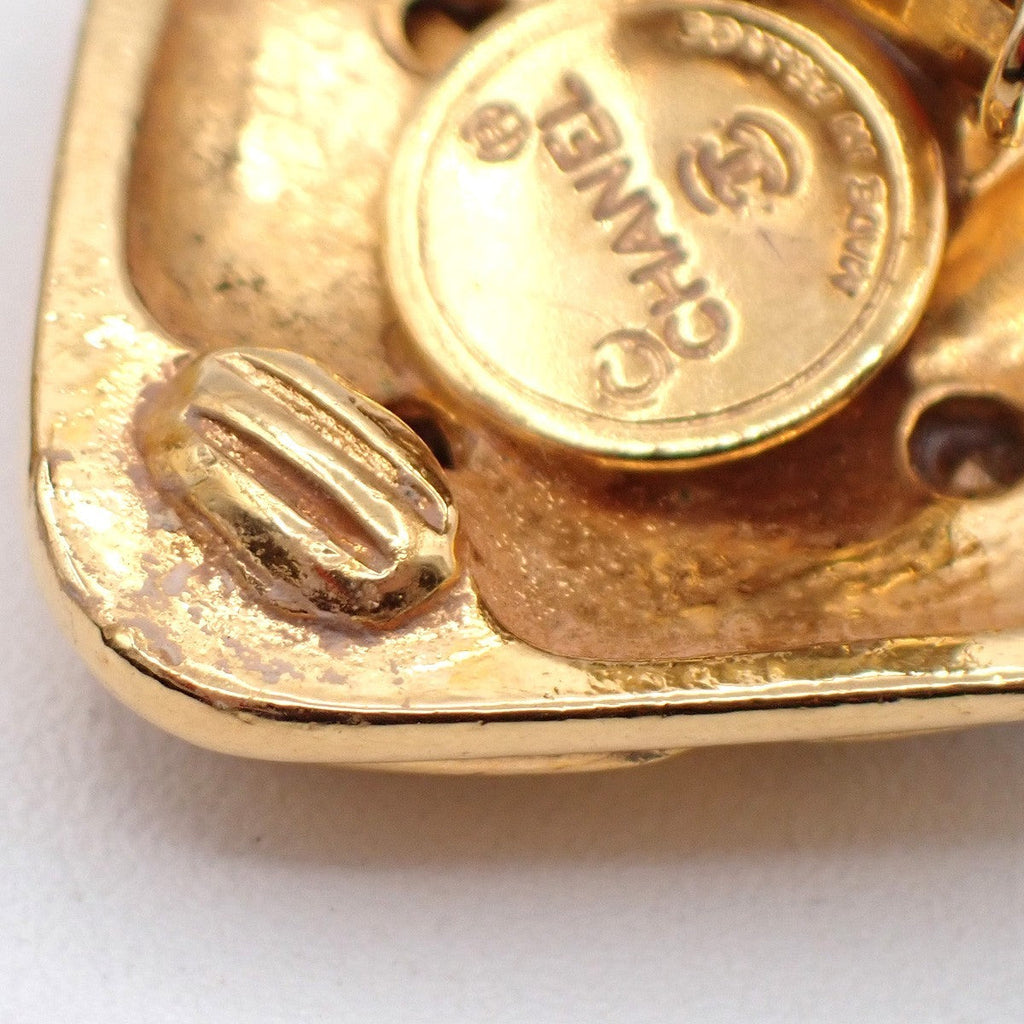 Chanel Vintage Cc Diamond Shape Clips-On Earrings Gold-Plated Gold Gold_Plated Earrings Jewelry (Pre-Owned)