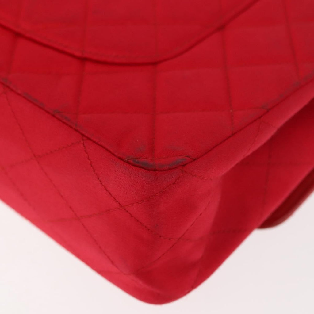 Chanel Timeless - Classic Double Flap Bag Quilted Satin Red Satin Shoulder Bag Bag (Pre-Owned)